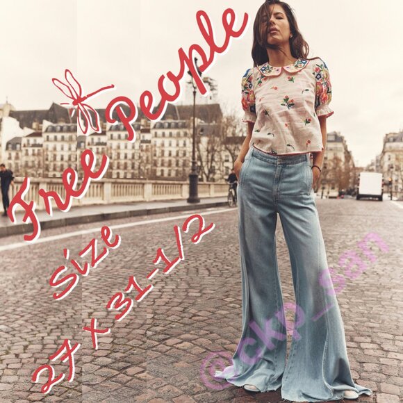 Free People Chase The Sun Extreme Wide-Leg Jeans Sz 27 - Picture 1 of 15